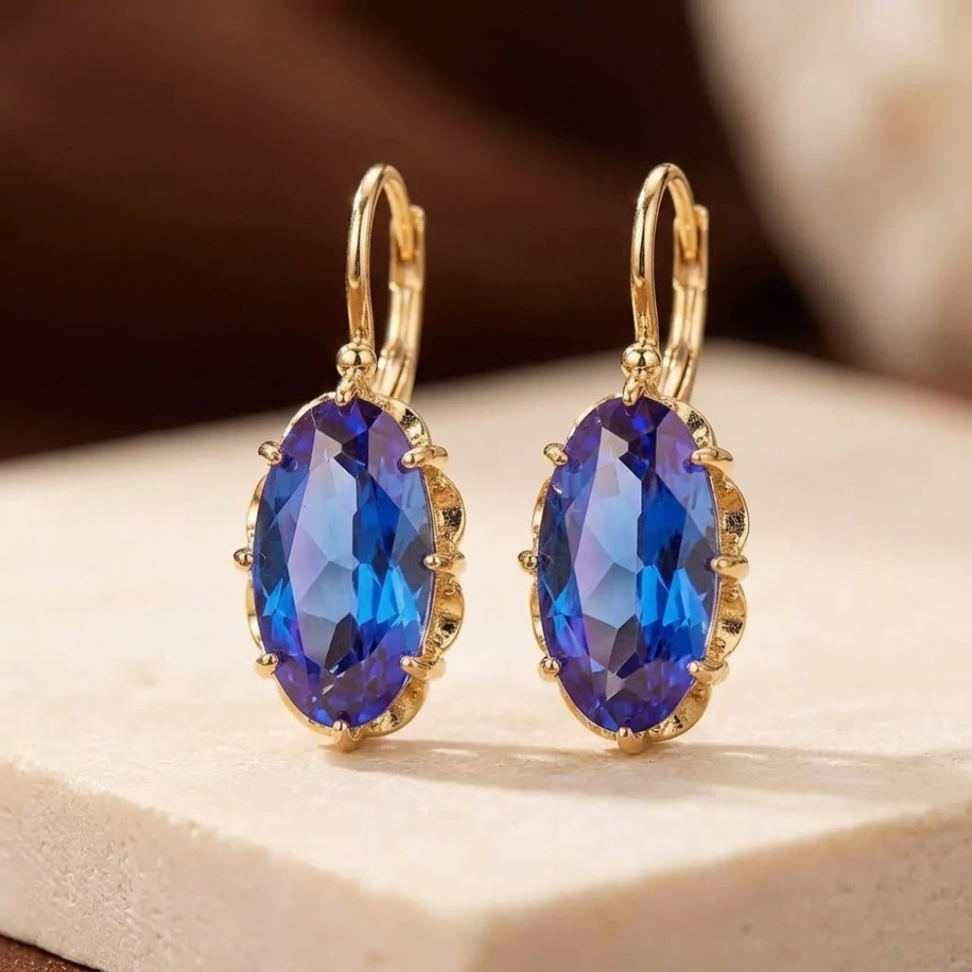 Gold and Sapphire Drop Earrings