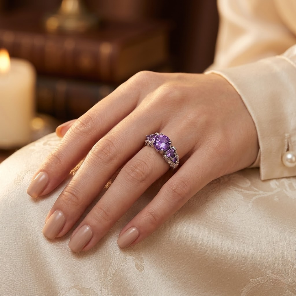 Vintage Silver and Amethyst Ring