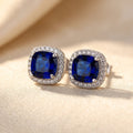 Silver Sapphire Stud Earrings