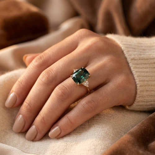 Emerald Gold Solitaire Ring