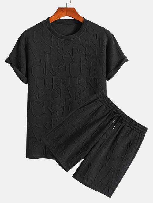 Camiseta de jacquard con letras de manga corta y Pantalones cortos